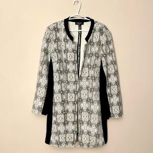 Black & White Lace Patch Dress Coat  w Hook Closure